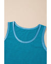 Peacock Blue Metallic Sheen Edge Scoop Neck Tank Top - XL