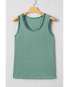 Mist Green Metallic Sheen Edge Scoop Neck Tank Top - M