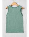 Mist Green Metallic Sheen Edge Scoop Neck Tank Top - M
