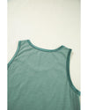 Mist Green Metallic Sheen Edge Scoop Neck Tank Top - M