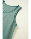 Mist Green Metallic Sheen Edge Scoop Neck Tank Top - M