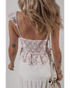 Pink Floral Flutter Peplum Tank Top - XL