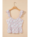 Pink Floral Flutter Peplum Tank Top - XL