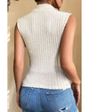 Apricot Ribbed Knit Mock Neck Tank Top - L