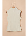 Apricot Ribbed Knit Mock Neck Tank Top - L