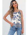 Blue Bohemian Fashion Print Spaghetti Straps Loose Tank - XL