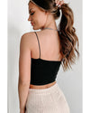 Black Spaghetti Strap Skinny Fit Cropped Tank Top - M