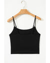 Black Spaghetti Strap Skinny Fit Cropped Tank Top - M