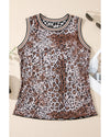 Multicolour Cheetah Checkered Dual Print Reversible Round Neck Mesh Tank Top - L