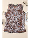 Multicolour Cheetah Checkered Dual Print Reversible Round Neck Mesh Tank Top - L