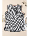 Multicolour Cheetah Checkered Dual Print Reversible Round Neck Mesh Tank Top - L