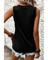 Black Sequined Crawfish Ribbed V Neckline Tank Top - XL