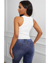 White Fashion Bodycon Tight Ribbed Tank Top - L