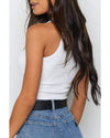 White Fashion Bodycon Tight Ribbed Tank Top - XL