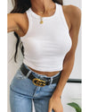 White Fashion Bodycon Tight Ribbed Tank Top - XL