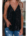 Azura Exchange Black Sequin Racerback Tank - L