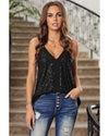 Azura Exchange Black Sequin Racerback Tank - L