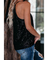 Azura Exchange Black Sequin Racerback Tank - M