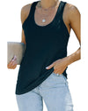Black Scoop Neck Basic Solid Tank Top - L