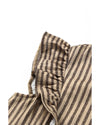 Khaki Striped Crew Neck Ruffled Tank Top - L