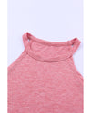 Pink Solid Color Crew Neck Tank Top - S