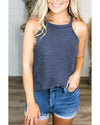 Azura Exchange Blue Solid Color Crew Neck Tank Top - 2XL