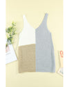 Gray Color Block Knitted Tank Top - 2XL