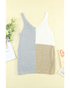 Gray Color Block Knitted Tank Top - M