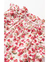 Red Floral Print Ruffled Mock Neck Sleeveless Top - L