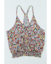 Multicolor Wrapped V Neck Floral Tank Crop Top - M