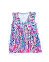 Boho Pattern Print Flounce V Neck Tank Top - M