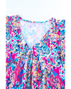 Boho Pattern Print Flounce V Neck Tank Top - M