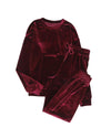Fiery Red Solid Velvet Two Piece Lounge Set - XL