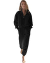 Black Half Zip up Pullover Active Top and Joggers Set - 2XL