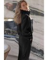 Black Half Zip up Pullover Active Top and Joggers Set - 2XL