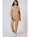 Parchment Solid Half Button Sweatshirt and High Waist Sweatpants Set - XL