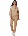 Parchment Solid Half Button Sweatshirt and High Waist Sweatpants Set - XL