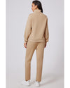 Parchment Solid Half Button Sweatshirt and High Waist Sweatpants Set - XL