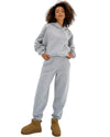 Gray Solid Exposed Seams Hoodie and Joggers Activewear Set - L