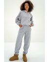 Gray Solid Exposed Seams Hoodie and Joggers Activewear Set - L
