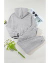 Gray Solid Exposed Seams Hoodie and Joggers Activewear Set - L