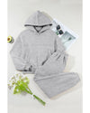 Gray Solid Exposed Seams Hoodie and Joggers Activewear Set - M