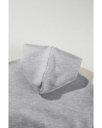 Gray Solid Exposed Seams Hoodie and Joggers Activewear Set - XL