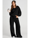 Black V Neck Cropped Seamed High Waist Sports Wear - L