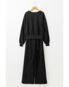 Black V Neck Cropped Seamed High Waist Sports Wear - L