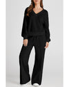 Black V Neck Cropped Seamed High Waist Sports Wear - M