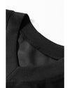 Black V Neck Cropped Seamed High Waist Sports Wear - M