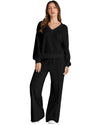 Black V Neck Cropped Seamed High Waist Sports Wear - XL
