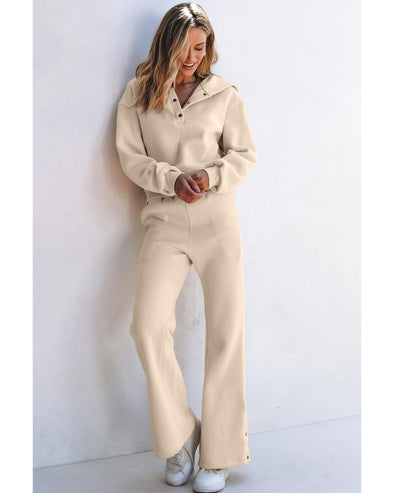 Parchment Solid Color Hoodie and High Waist Pants Two Piece Activewear - 2XL