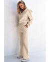 Parchment Solid Color Hoodie and High Waist Pants Two Piece Activewear - 2XL